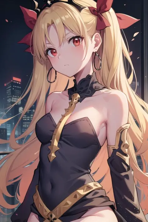 ereshkigal, <lora:ereshkigaltest:1>, ereshkigal, blonde hair, earrings, hair bow, hoop earrings, jewelry, long hair, parted bangs, (red eyes:1.5), two side up,
BREAK anklet, asymmetrical legwear, asymmetrical sleeves, black legwear, black leotard, black nails, bow, crown, gold, gold trim, leotard, nail polish, purple bow, single sleeve, single thighhigh, skull, spine, thighhighs, uneven legwear, uneven sleeves, yellow footwear,
BREAK outdoors, city,
BREAK looking at viewer, BREAK <lora:GoodHands-vanilla:1>, (masterpiece:1.2), best quality, high resolution, unity 8k wallpaper, (illustration:0.8), (beautiful detailed eyes:1.6), extremely detailed face, perfect lighting, extremely detailed CG, (perfect hands, perfect anatomy),