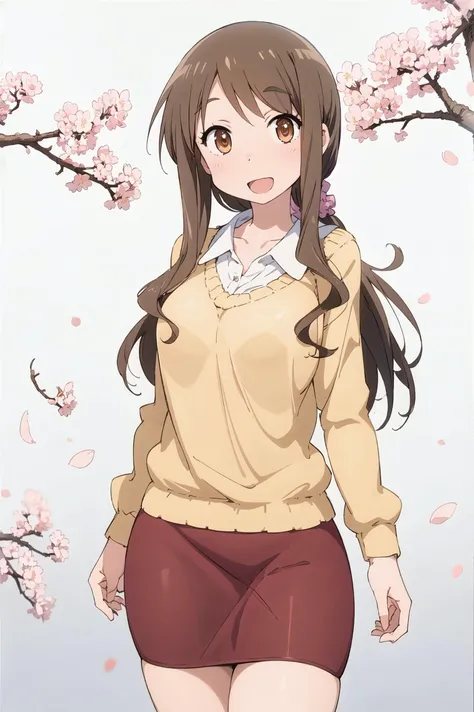 best quality, (anime coloring:1.2),anime style,
1girl, solo1girl, , amazing awesome highly detailed,
,(simple background, isolated on white background, outside border:1.2),
anime coloring,
, looking at viewer, ,cowboy shot, , :d, standing,
mature female, solo, 1girl, solo_focus,
(cherry blossoms:1.3),
, , <lora:matsumoto_yoriko:1:lbw=NP>aayoriko,1girl,long hair,ponytail,sidelocks,bangs,schash,(orange sweater:1.1),collared shirt,long sleeves,red skirt,pencil skirt,high heels,white footwear, bbyoriko,1girl,long hair,ponytail,sidelocks,bangs,scrunchie,(white sweater:1.1),long sleeves,(purple skirt:1.1),high heels,white footwear