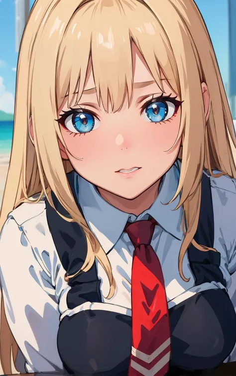 ((masterpiece, best quality)), insaneres, absurdres, solo, outdoors,
CLOTHING_BibleBlack_SchoolDress_ownwaifu,
1girl, blonde hair, long hair, blue eyes,
black vest, red skirt, white shirt, collared shirt, suspenders, school uniform, black thighhighs, zettai ryouiki, necktie, long sleeves, pleated skirt, red necktie,
(portrait, close-up)<lora:CLOTHING_BibleBlack_SchoolDress_ownwaifu:0.8>,
lens flare, depth of field, bokeh, embers, vanishing point, looking at viewer,