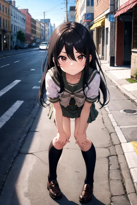 (msfw:1.5), (realistic, photo realistic:1.2), ((highest quality)), move the center of gravity backwards, pretty embarrassing, white panties, (show panties:1.4),Tight Skirt, (panty shot:1.3), (lift up your skirt:1.3), (squat:1.4), (spread your pussy:1.2), put the heel on the ground, spread your legs a little, squat with your knees up, Attach your butt to the ground, black penny loafers, beautiful face details, real human skin, gentle expression, Front view, angle from below, realistic, photorealistic, cute, short skirt, squat deep on school grounds, cute school girl, medium long hair,black hair, braided hair, hair clip, Japanese high school girl uniform, sailor suit, whole body, smile, 自然なsmile, cutesmile, 魅惑的なsmile, (looking at the viewer:1.2), from before, from below,