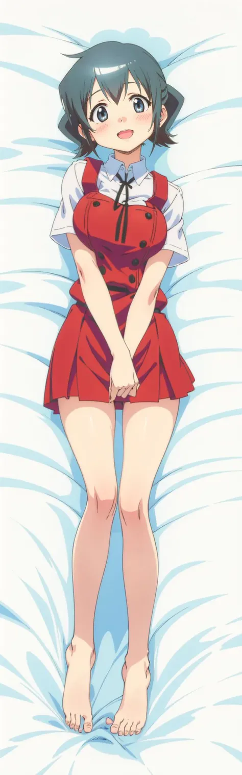 (masterpiece, best quality), (illustration) , (beautiful detailed eyes) ,anime screencap , official art , highres ,
<lora:nori-hidamarisketch-01:0.81> ,
nori , 1girl, solo,large breasts,
school uniform,
barefoot ,
<lora:boldline:-0.6> ,
(smile:0.8),(blush:0.50), (open mouth:0.75) ,
(dakimakura:0.6) , girl lying on back , looking up at viewer,