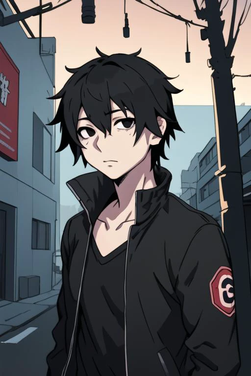masterpiece, best quality, high quality, 1boy, solo, male focus, looking at viewer, upper body, <lora:shintarou_kisaragi:0.76>, shintarou_kisaragi, black hair, black eyes, hair between eyes,