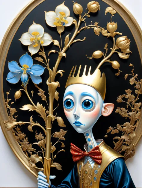 Forky  in style of Sveta Dorosheva and Hsiao Ron,hyperrealistic,award,surrealism,dark art by James Jean,alphonse mucha,Gold,Chalk Blue,Freesia,Bubonic Brown,White Acorn und Adobe,<lora:xl_more_art-full_v1:0.5>,<lora:sdxl_forky_ukj_v10_6:0.8>,ukj