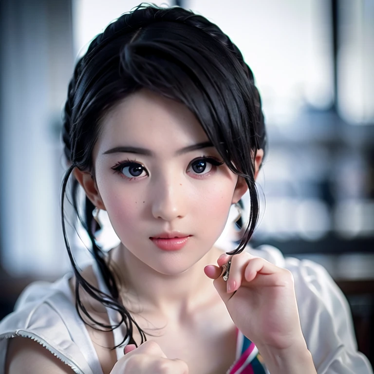 (8k, RAW photo, best quality, masterpiece:1.2), (realistic, photo-realistic:1.37), ultra-detailed,photon mapping, radiosity, physically-based rendering,cinematic lighting, 1girl, upper body,