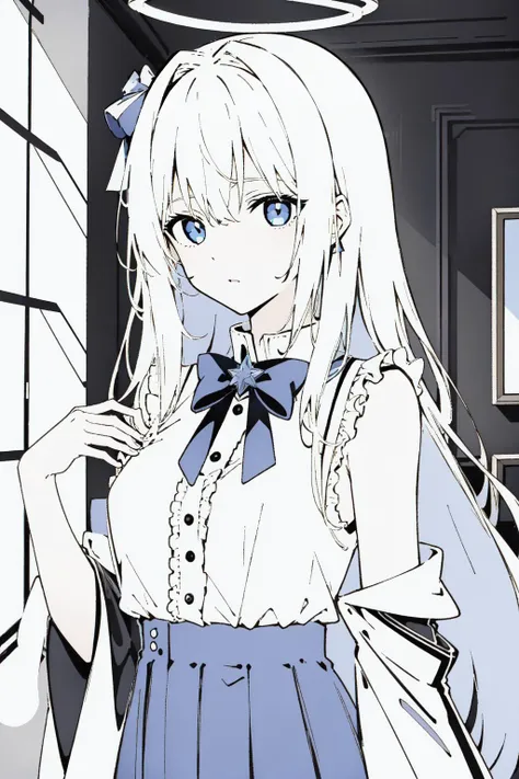 1 girl,angle,halo <lora:scribble_xdog-modified:1.2>