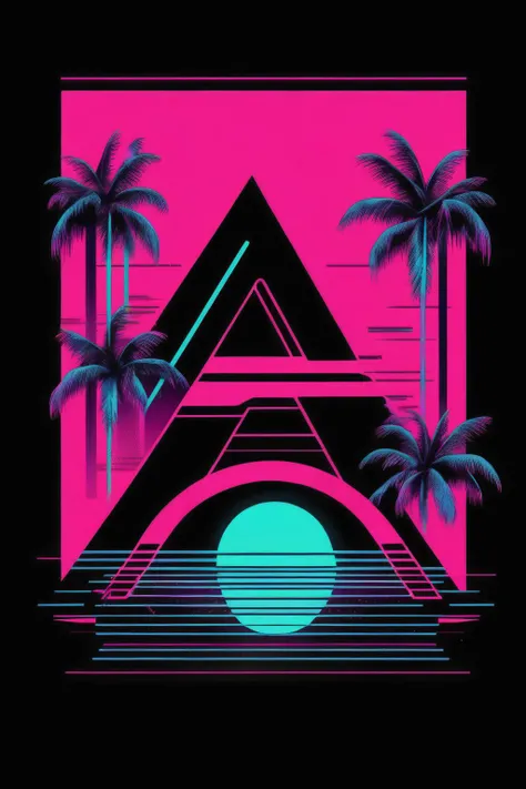<lora:Synthwave T-shirt:1>Synthwave T-shirt - an design for an german independent street brand with an design of an 80s sports scar in the style of vaporwave with an black background