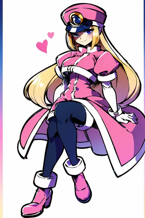 ultra detailed, masterpiece, best quality,
solo,
cowboy shot,
soft smile, light smile,
 <lora:HerrscherAGGA2023_Prairie_V1:0.8> Prairie_MM, blue eyes, blonde hair, low-tied_long_hair, sidelocks, shako cap, long_coat, puffy sleeves, pink cropped jacket, framed_breasts, white gloves, bodystocking, Body suit, skin_tight, black_legwear, pink footwear,
 <lora:Gofa [MockAi - v1.0]:0.8> gofa,