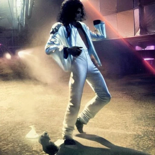 Photo of Michael Jackson in the moonwalk video, hyper realistic illustration by Greg Rutkowski