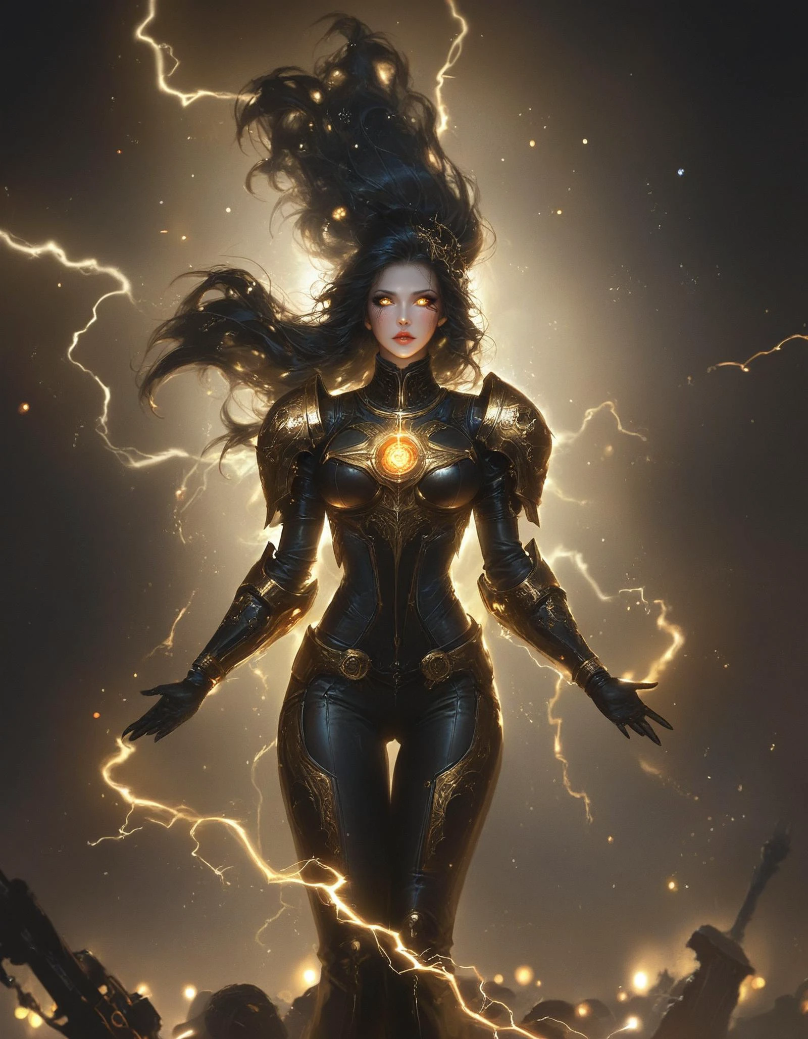 1girl, 1 emperor of mankind as woman, warhammer 40k, of a divinely beautiful woman standing before the golden eclipse, (breathtaking cover photo:1.1), masterpiece quality, chiaroscuro, upper body, (divine summoning background:1.1), (commanding pose:1.15), rating: explicit,
BREAK
serious look, expressionless, large breasts, intricate golden power armor, slim attractive figure, thigh gap, glossy lips, ethereal eyeliner, blushing, holy theme, arousing, sensual, sweaty, (holy glow silhouette:1.1), majestic brunette hair, floating hair, imperial skull crest,
BREAK
(psychic lightning effect:1.2), majestic, (realistic detailed skin:1.15), (amazing detail:1.1), bokeh, light particles, depth of field, golden, glowing eyes, (dark:1.2), ultra-highres, 8k, dark aura, very aesthetic and beautiful, atmospheric, dramatic composition, triadic colors, perfect contrast,
<lora:zavy-cntrst-sdxl:1.5>, <lora:TQCelestialFantasy:0.8>, <lora:Dark_Aura_for_Pony:0.8>