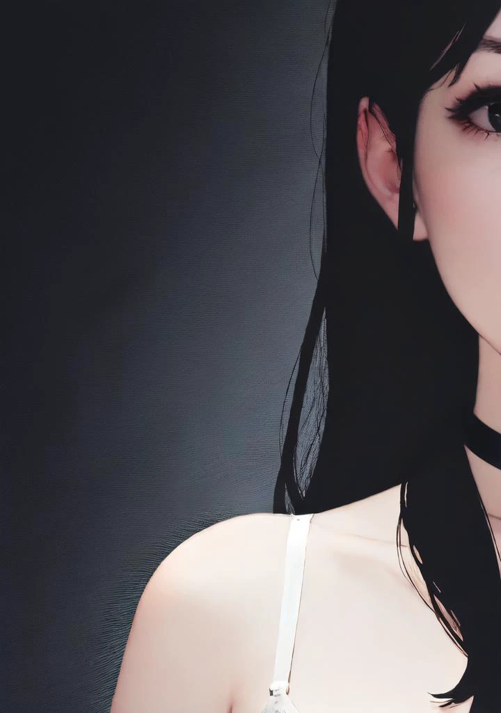 1girl, solo girl, cute girl, (flat chest:1.4), beautiful korean girl, photorealistic, subsurface scattering, (nsfw:0.5), (lingerie), curly black hair, tight body, fine hair texture, detailed eyes and lips, beautiful face, harmonious facial features, thick leather choker, neon lighting, (best quality), (masterpiece), (absurdres), (colorful picture, beautiful colors, colorful background, colourful lighting:0.5), (flat shading:0.5), (portrait:0.5),