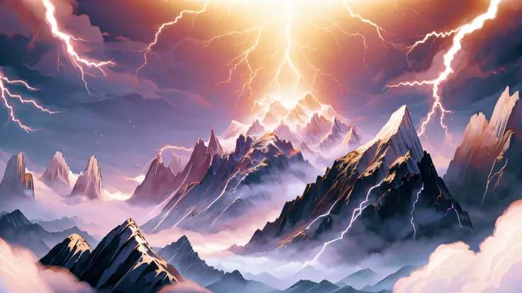 (masterpiece, best quality:1.10), aesthetic illustration, game cg cinematic, abstract and colorful paint style,  <lora:Background_Detail_v3:0.67>, (<lora:ldv2:0.6>,   white, Lightning) mountainous terrain landscape  , joyful and lively scenery , depth of field blur ,Rule of Thirds composition [[<lora:BlessedTech:0.6>,  aura, medieval, blessedtech]]