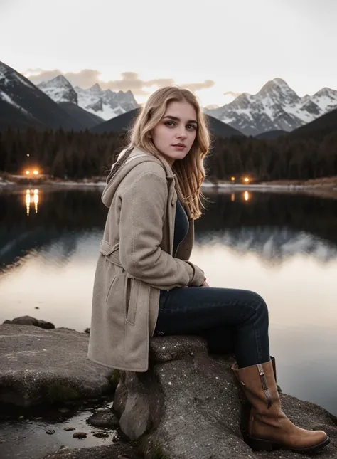 tv_Lucia_Munroe_MXAI, , sad expression, wearing a winter coat, wearing winter pants, wearing winter boots, sitting on a rock by a frozen mountain lake, midnight, moonlight, shot from the side, , (((Ultra-HD-details, Ultra-HD-detailed, Ultra-HD-realistic, Ultra-HD-photo-same-realistic-quality-details))), 8k uhd, dslr, soft lighting, high quality, film grain, Fujifilm XT3