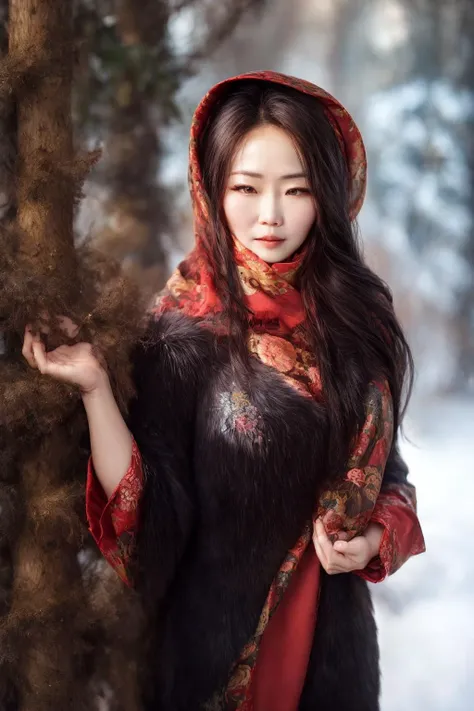 (mature Chinese woman:1.3), solo, black hair, brown eyes, long dress open neckline, forest, <lora:beautifulDetailedEyes_v10:0.8>, <lora:add_detail:0.8>, ((masterpiece)), (high quality), (best quality), (detailed), hd, perfect night lighting, detailed face, detailed body, <lora:Countryside1:0.9>, (head scarf:1.1),