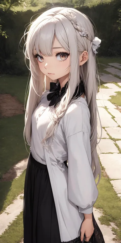 (masterpiece:1.1), hi-res, 4k, extremely delicate and beautiful art, pastel color, realistic, beautiful detailed eyes, 1 realistic anime girl, soft lighting, glowing skin, beautifuldetailedeyes, eye contact, an extremely delicate and beautiful art, maxi length skirt with slit on one side only, full body, multiple rays and particles, from above, a girl is a light blonde hair red dyed ends