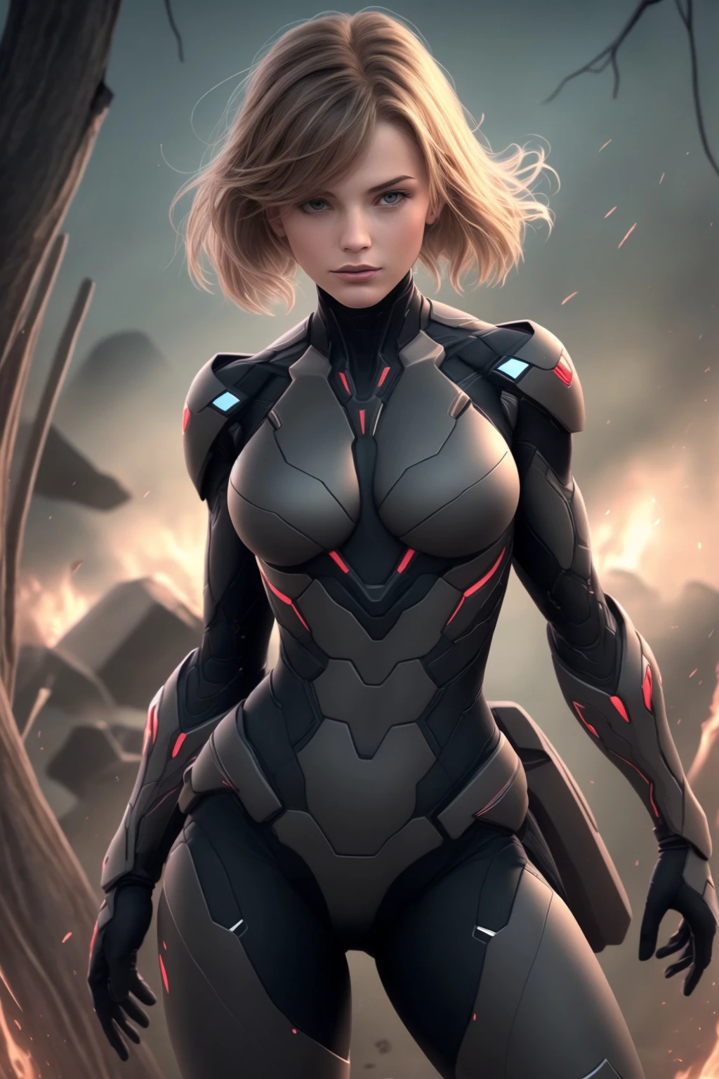female, ninja, cyborg, 1girl, <lora:armor_ninja:0.9>