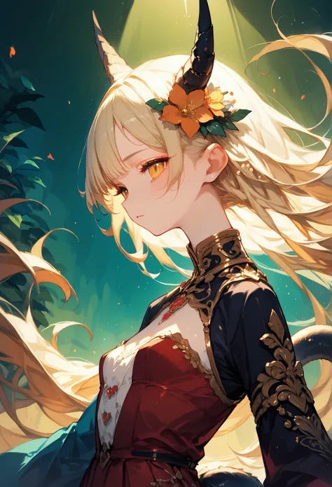(score_10,score_9_up,score_8_up,score_7_up), hadrian,very strong contrast, dramatic Lighting, , dressed in a beautiful white, with tail, close up to a skinny, an enormous, 2 5 yo, she