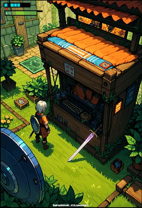 score_9,score_8_up,score_7_up,score_6_up,score_5_up, ,, pixel art, game user interface,equipment screen,health bar,equipment solt,sword,shield,