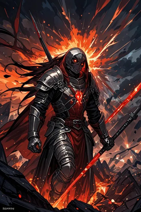 score_9, score_8_up, score_7_up, a d & d character reveal and medieval knight in a stormy weather with lightning in the style of an epic painting, with red glowing eyes, <lora:sdxl_lightning_8step_lora.safetensors:0.6>, <lora:add-detail-xl.safetensors:1>