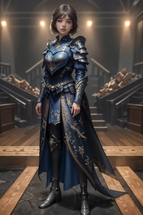 8K,highres,absurdres,masterpiece,best quality,original,extremely detailed CG,extremely detailed wallpaper,perfect lighting,<lyco:GoodHands-beta2:1>,1girl,blurry_background,looking_at_viewer,standing,
<lora:HXarmour_021:0.7>,HXARMOUR,