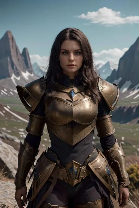 <lora:HXarmour_030:0.5>,mountain,Pointing at you,, hxarmour,1girl,(dark brown armour:1.3),, ultra-detailed,extremely delicate and beautiful,(by exquisite colors block),masterpiece,best quality,unreal engine 5 rendering, light,movie,movie specffects,detailed details,HDR,UHD,8K,CG wallpaper,