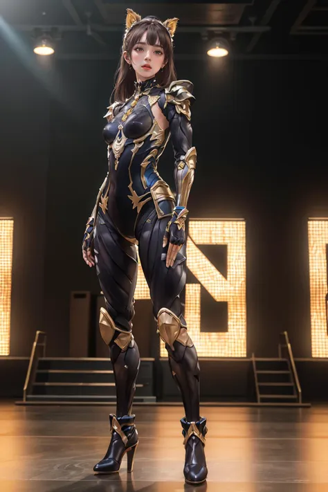 <lyco:GoodHands-beta2:1>,8k,highres,absurdres,masterpiece,best quality,original,extremely detailed CG,extremely detailed wallpaper,perfect lighting,
1girl,solo,blurry_background,looking_at_viewer,standing on the stage,
<lora:HXarmour_036:0.7>,HXARMOUR,