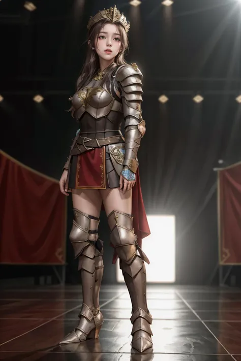 <lyco:GoodHands-beta2:1>,8k,highres,absurdres,masterpiece,best quality,original,extremely detailed CG,extremely detailed wallpaper,perfect lighting,
1girl,solo,blurry_background,looking_at_viewer,standing on the stage,
<lora:HXarmour_039:0.7>,HXARMOUR,
