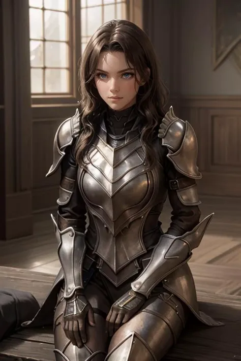 <lora:HXarmour_050:0.6>,mountain,Sitting with elbows on knees,, hxarmour,1girl,(brown armour:1.3),, ultra-detailed,extremely delicate and beautiful,(by exquisite colors block),masterpiece,best quality,unreal engine 5 rendering,movie light,movie lens,movie special effects,detailed details,HDR,UHD,8K,CG wallpaper,