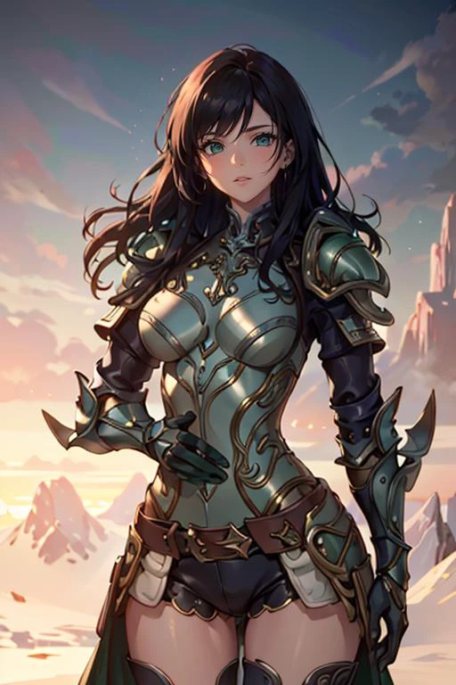 <lora:HXarmour_069:0.8>,MOUNTAIN,fashion modeling pose,, hxarmour,1girl,(light green armour:1.3),, ultra-detailed,extremely delicate and beautiful,(by exquisite colors block),masterpiece,best quality,unreal engine 5 rendering,movie light,movie lens,movie special effects,detailed details,HDR,UHD,8K,CG wallpaper,