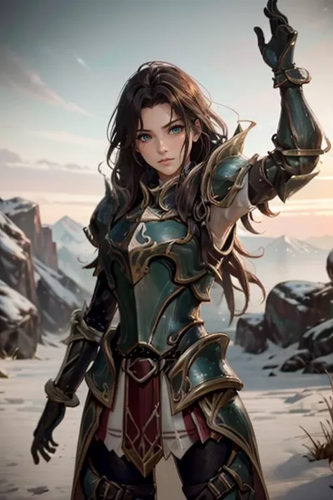 <lora:HXarmour_075:0.9>,mountain,Dynamic pose,, hxarmour,1girl,(dark green armour:1.3),, ultra-detailed,extremely delicate and beautiful,(by exquisite colors block),masterpiece,best quality,unreal engine 5 rendering,movie light,movie lens,movie special effects,detailed details,HDR,UHD,8K,CG wallpaper,