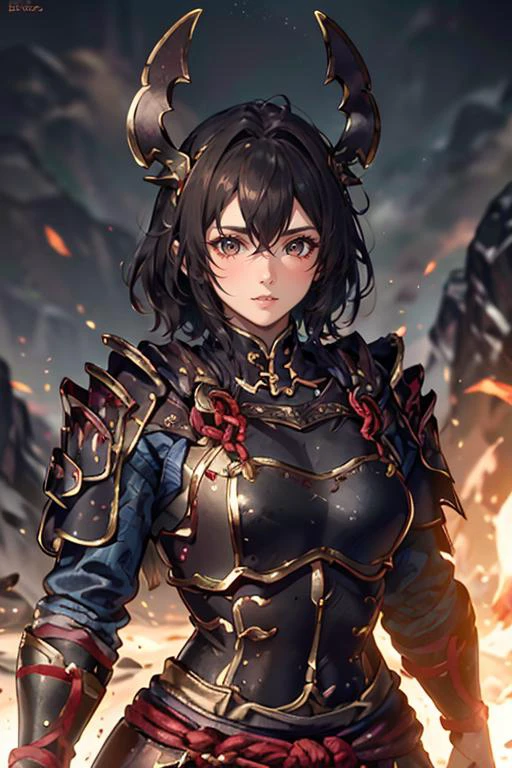 <lora:HXarmour_057>,mountain,confident stance,, hxarmour,1girl,(red armour:1.3),, ultra-detailed,extremely delicate and beautiful,(by exquisite colors block),masterpiece,best quality,unreal engine 5 rendering,movie light,movie lens,movie special effects,detailed details,HDR,UHD,8K,CG wallpaper,