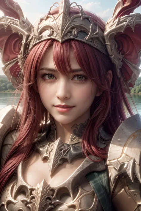 (beautiful charming girl:1.8), afternoon in a fantasy ultra realistic highly extremely detailed enchanted ((colorful highland:1.8)) with (highly realistic very detailed colorful trees, plants and glowing flowers:2.2,((glowing colorful butterflies:0.8)),(crystal clear reflective lake:1.6) (detailed red armor:1.6) (((masterpiece))), (((best quality))), 8k, epiCPhoto OverallDetail <lora:HXarmour_079:0.7> HXarmour, looking at viewer, sharp focus, (vivid colors:1.4), ((hyperrealistic:1.4)), ((photorealistic:1.5)), highres, highly detailed, perfect eyes, perfect nose, lips, ultra texture resolution, (highly detailed skin texture:1.4), perfect detailed shiny (long red hair:1.6), (delicate smile:1.9), 16 bit colors, ultra sharpness image, (crisp colors:1.6), superrealistic, (realistic skin and lips texture:1.6) (highly realistic eyes texture:1.4) (highly detailed hair texture:1.6) <lora:more_details:0.8> <lora:ReaLora:0.4> keep proportions, fit image, (full body shot:1.2), ((free pose))