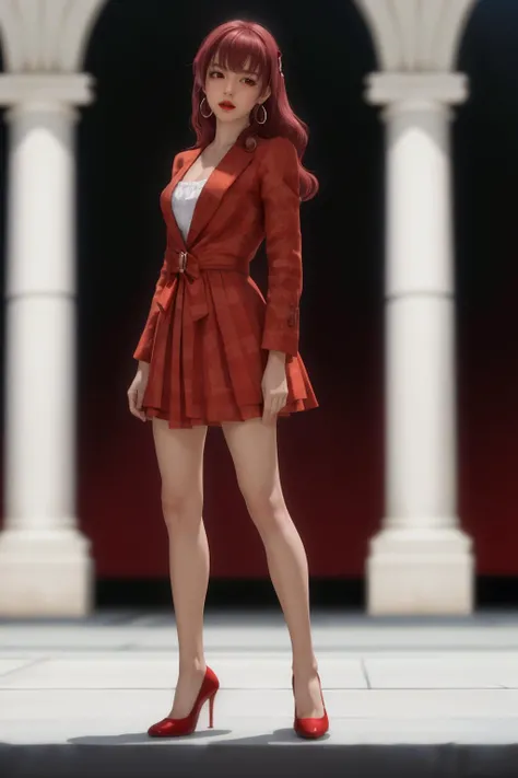 8K,highres,absurdres,masterpiece,best quality,original,extremely detailed CG,extremely detailed wallpaper,perfect lighting,<lyco:GoodHands-beta2:1>,1girl,blurry_background,looking_at_viewer,standing,
<lora:mikoto-crossdressing:0.7> M1k0t0Yut4k4,red hair,long hair,red eyes,lipstick,flat chest,