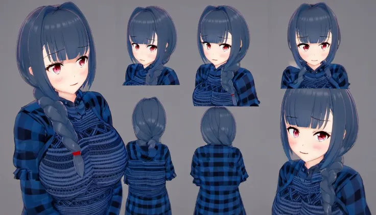 <lora:Futaba_Fukuyama:1> Futaba,, 1girl, multiple views, simple background,