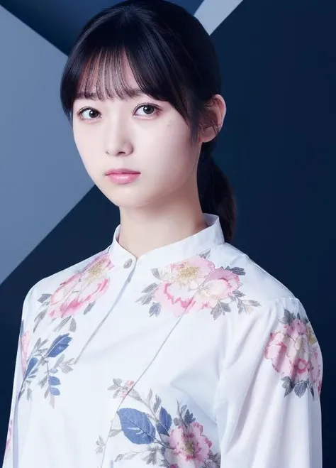 masterpiece,best quality,higher, 1girl, <lora:idol:0.79>,asian, beautiful face, face_focus, (simple background:1.2), floral dress,upper body