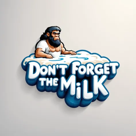 "Don't forget the milk" text logo made by a caveman, simple background, 3d floating text <lora:dvr-ftl:0.8>