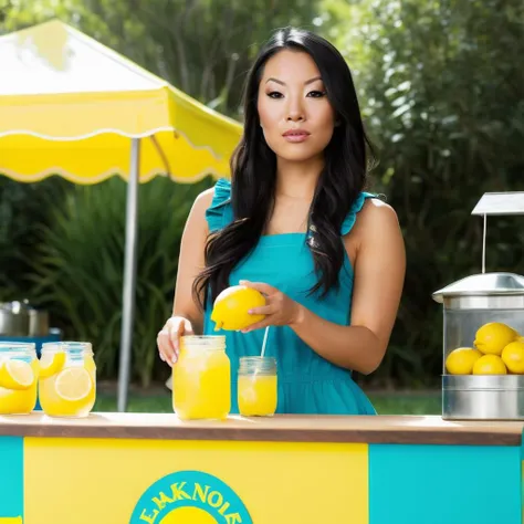 a photo of asa akira, at a lemonade stand, best quality, detailed skin <lora:asaakirav3_SDXL:0.8>