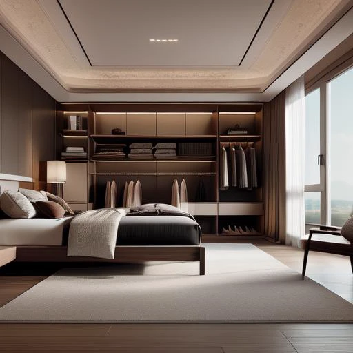 Masterpiece, high quality, best quality, authentic, super detail, interior, bedroom, bed, wardrobe, curtains, Windows, carpet,bedroom/(modern/) <lora:bedroom:0.6>