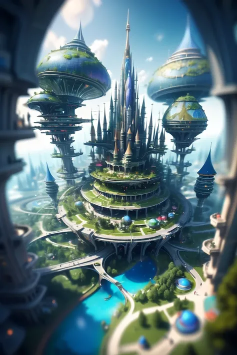 tilt-shift, digital painting, fantasymysterious,infinite fantasy arcology at the beginning of the multiverse<lora:EnvyTinyWorldsXL01:1>