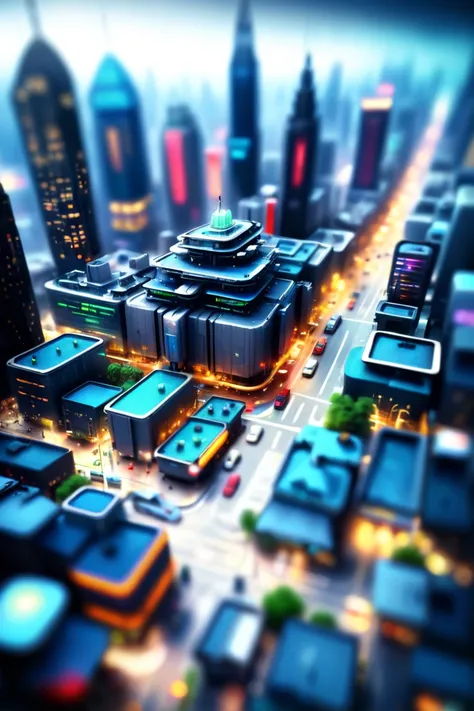 tilt-shift, digital painting, ghostly,indescribable scifi metropolis outside of reality<lora:EnvyTinyWorldsXL01:1>