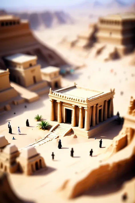 tilt-shift, digital painting, Mummy's Tomb Desert<lora:EnvyTinyWorldsXL01:1>