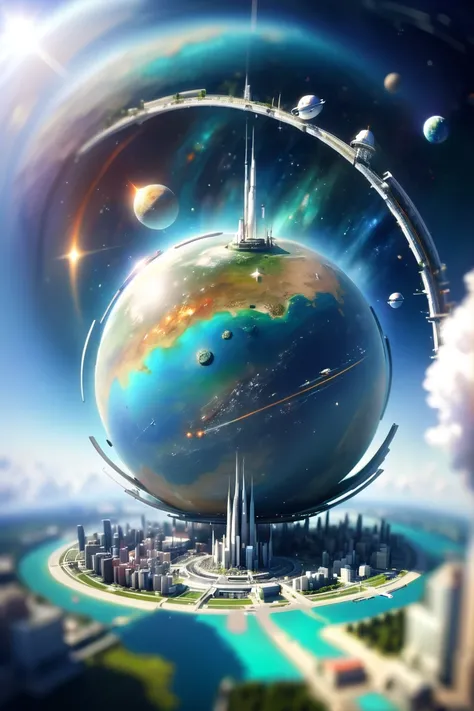 tilt-shift, digital painting, noon, scenery, "at the Astronomic Event horizon"<lora:EnvyTinyWorldsXL01:1>