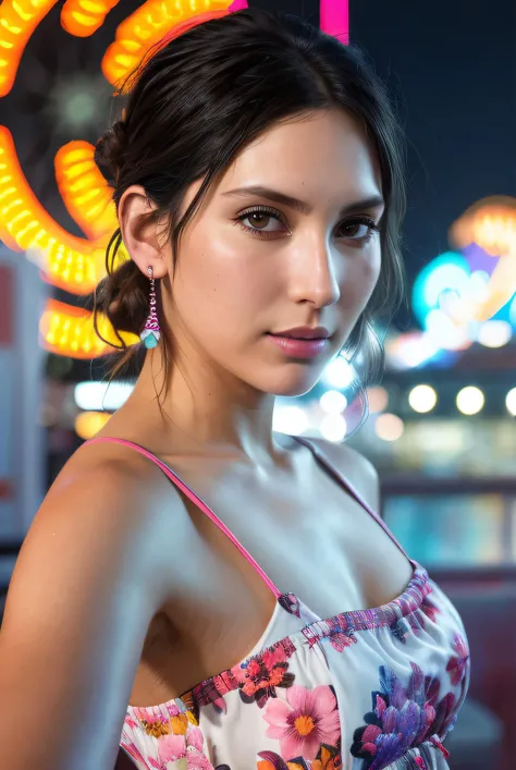 ((Selfie:1.1)), (raw:1.1) photo of (Sydn33G00dm4n01:0.99), a woman as a model, modelshoot style, (extremely detailed CG unity 8k wallpaper), photo of the most beautiful artwork in the world, professional majestic oil painting by Ed Blinkey, Atey Ghailan, Studio Ghibli, by Jeremy Mann, Greg Manchess, Antonio Moro, trending on ArtStation, trending on CGSociety, Intricate, High Detail, Sharp focus, dramatic, photorealistic painting art by midjourney and greg rutkowski, (at night:1.2), (dimly lit), (neon lights:1.2), (carnival:1.1), (makeup:1.1), ((ferris wheel in background)), ((summer dress:1.2)), (looking at viewer:1.3), (detailed pupils:1.3), (modern outfit:1.2), (closeup), (earrings),  <lora:LowRa_2:0.3>