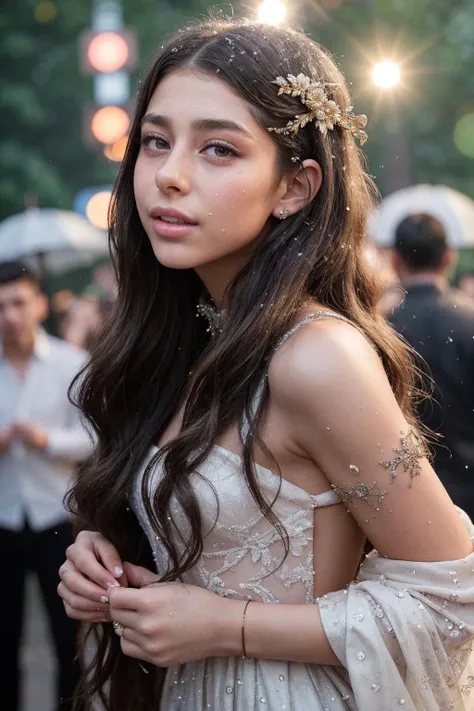 (High End Cinematic Photography)DV_Mickey_Vicious (21yo)  (Long Brunette Curls :1.4)s (getting wet at rainy central park wearing clothes) (Shot on Aaton LTR 54)(8K)(BOKEH)(blurry background, DOF)(Lens Flares, Heresy Flares:1.5)(radiant god rays)(Aperture, insanely detailed and intricate, character, hypermaximalist, elegant, ornate, beautiful, exotic, revealing, appealing, attractive, amative, hyper realistic, super detailed)   <lora:people_count_slider_v1:4>