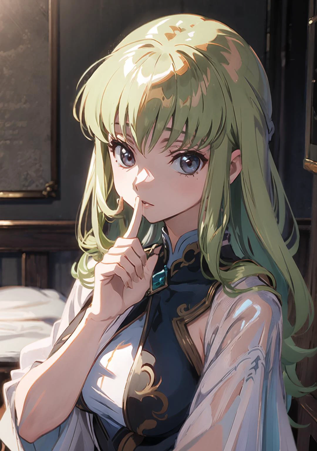 (masterpiece, sidelighting, finely detailed beautiful eyes: 1.2), masterpiece*portrait,lustrous skin,ik1, 1girl, full body,
<lyco:Saya-shushing:1> <lora:cctest:1>