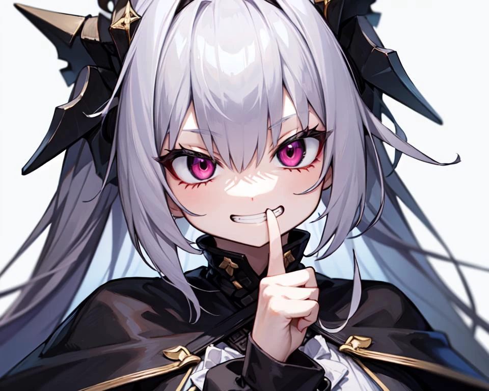 masterpiece, best quality, highly detailed
, girl ,cute ,evil grin, upper body,
, shushing ,
<lyco:Saya-shushing:1.0>