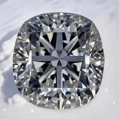 a photo of a tear shape diamond laying in the snow,  <lora:kamni_lora:1>, fancy