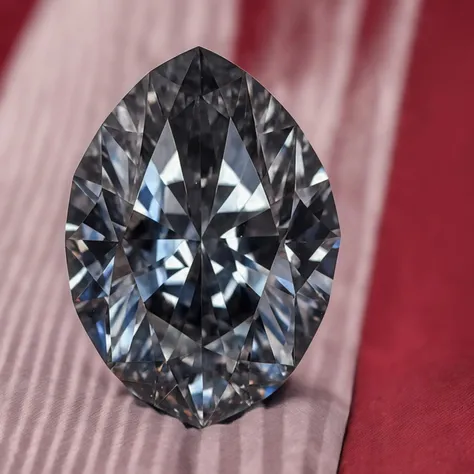 a photo of a blue diamond laying on the red cloth,  <lora:kamni_lora:1>