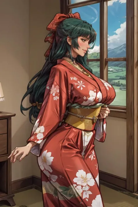 masterpiece, best quality,
1girl, solo, milf, mature female, wide hips
<lora:MarikaMamiya:0.8> MarikaMamiya, confident, looking at viewer, determined, blush, smile, green hair, long hair, hair bow, brown eyes, necklace, choker, large breasts, <lora:Kimono:0.7>,kimono,(japanese clothes:1.2),(floral print),(long sleeves)[::1], luxury room, mansion, windows, sky,
BREAK
(head tilt:0.8), upset,
,  hiking away , landscape, profile 
<lora:more_details:0.3> 
<lora:boldline:0.3:0.3:lbw=OUTALL>
<lora:hairdetailer:0.2>
<lora:colorize:0.2>
<lora:gb_test1:0.2>, <lora:gb_test2:0.15>, <lora:gb_test3:0.2>, <lora:gb_test4:0.15>, <lora:hips2:0.2>