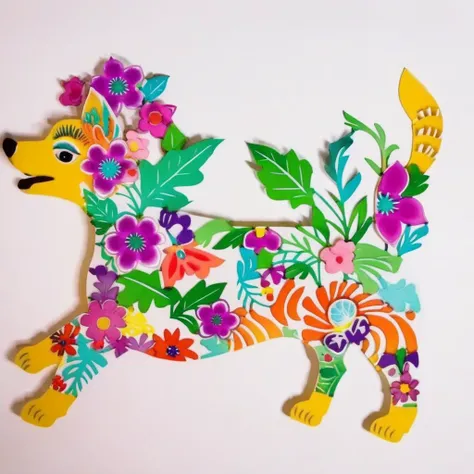 an image of colorful dog,flowers,grass, solid white background,SP_CN_PPC,paper cutting<lora:0204_paper_cutting-checkpoint-5000:1.0>