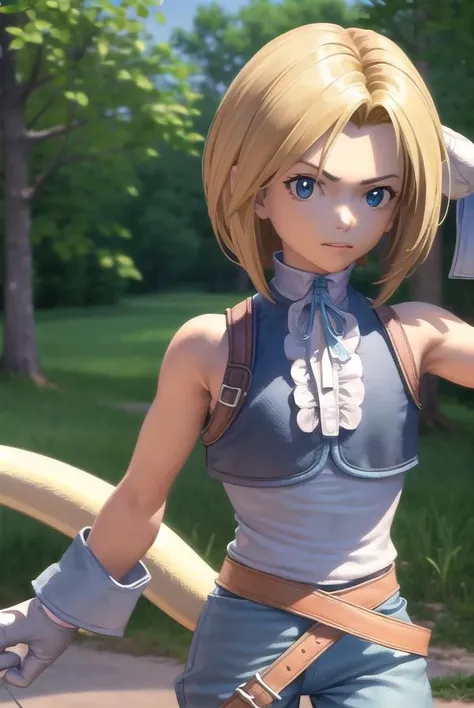 zidanetribal, <lora:zidane tribal-lora-nochekaiser:1>,
zidane tribal, short hair, blue eyes, blonde hair, brown hair, male focus, (parted bangs:1.5),
BREAK shirt, gloves, bare shoulders, tail, white shirt, boots, sleeveless, belt, pants, vest, sleeveless shirt, blue pants, grey gloves, monkey tail,
BREAK outdoors, castle,
BREAK looking at viewer, (cowboy shot:1.5), dynamic pose,
BREAK <lyco:GoodHands-beta2:1>, (masterpiece:1.2), best quality, high resolution, unity 8k wallpaper, (illustration:0.8), (beautiful detailed eyes:1.6), extremely detailed face, perfect lighting, extremely detailed CG, (perfect hands, perfect anatomy),